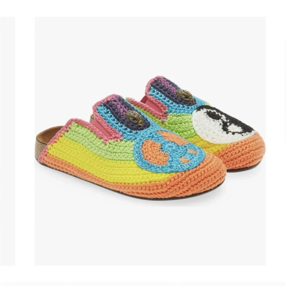 KURT GEIGER London Ozark Mistmatched Multi Pattern Crochet Mules - Picture 1 of 7